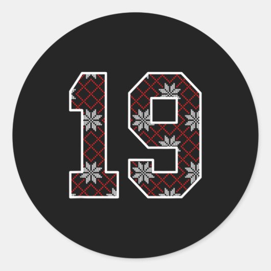 Sticker Rond Snowflake Ugly Christmas Number 19 Uniform #19 Jer (Devant)