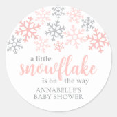 Sticker Rond Snowflake Winter Girl Baby Shower (Devant)