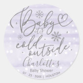 Sticker Rond Snowflakes Baby It's Cold Outside Baby shower (Devant)
