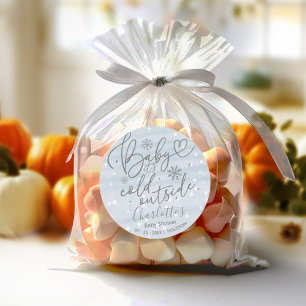 Sticker Rond Snowflakes Baby It's Cold Outside Boy Baby shower