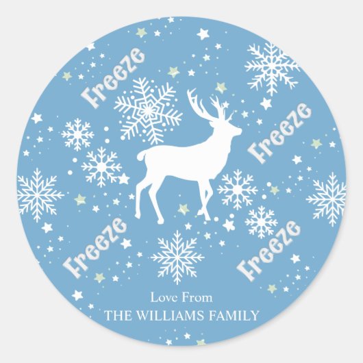 Sticker Rond Snowflakes bleu cerf (Devant)