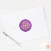 Sticker Rond Snowflakes de Noël Purple & Or (Enveloppe)