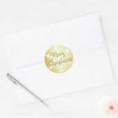 Sticker Rond Snowflakes Gold et White Joyeux Noël (Enveloppe)