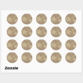 Sticker Rond Snowflakes Gold Rustique Kraft Brown (Feuille)