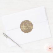 Sticker Rond Snowflakes Gold Rustique Kraft Brown (Enveloppe)
