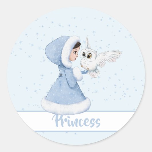 Sticker Rond Snowflakes hiver de la princesse de Noël (Devant)