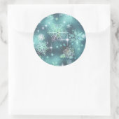 Sticker Rond Snowflakes le plus beau Motif ID Turquoise846 (Sac)