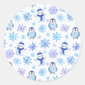 Sticker Rond Snowflakes, Snowmen et Pingouins de Noël (Devant)