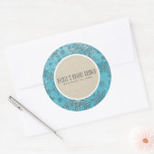 Sticker Rond Snowflakes turquoise Winter Wonderland Rustic Favo (Enveloppe)