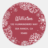Sticker Rond Snowflon Bordure Holiday Adresse de retour (Devant)