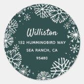 Sticker Rond Snowflon Bordure Holiday Adresse de retour (Devant)