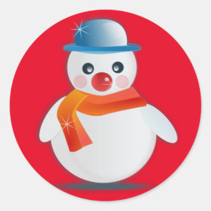 Sticker Rond Snowman
