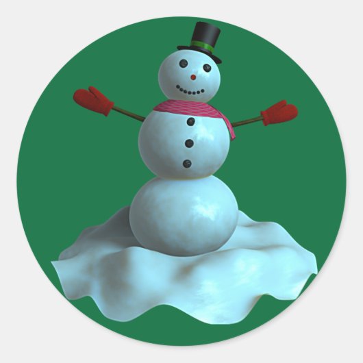 Sticker Rond Snowman 3D (Devant)