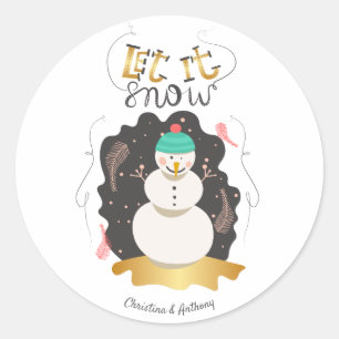 Sticker Rond Snowman artistique laissez-le neiger Noël