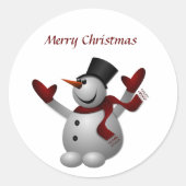 Sticker Rond Snowman avec casquette et gants (Devant)