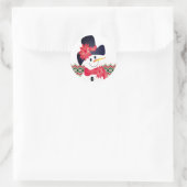 Sticker Rond Snowman Avec Rouge (Sac)