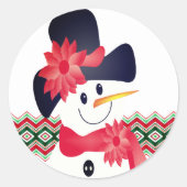 Sticker Rond Snowman Avec Rouge (Devant)