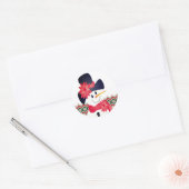 Sticker Rond Snowman Avec Rouge (Enveloppe)