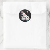 Sticker Rond Snowman Avec Vin Noël Drôle Noël Cadeau de Noël (Sac)