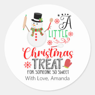 Sticker Rond Snowman Baking Un Petit Treat de Noël Sweet
