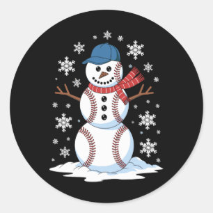 Sticker Rond Snowman Baseball Hiver Amateurs de sports Hommes F