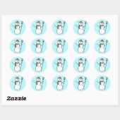 Sticker Rond Snowman, bleu glace (Feuille)