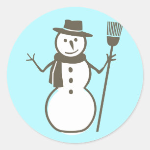 Sticker Rond Snowman, bleu glace