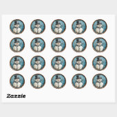 Sticker Rond Snowman Blue Christmas Faux Wax (Feuille)