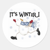 Sticker Rond Snowman C'est l'hiver (Devant)