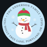 Sticker Rond Snowman Christmas Return Adresse Label Round<br><div class="desc">Ajoutez la touche finale à votre courrier de vacances avec cette jolie étiquette d'adresse de retour.</div>