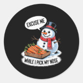 Sticker Rond Snowman Cking Nose. Funny Christmas Pun. Boys Men (Devant)