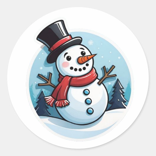 Sticker Rond Snowman classique (Devant)