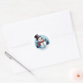 Sticker Rond Snowman classique (Enveloppe)
