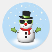 Sticker Rond Snowman cool avec des nuances et un sourire amer (Devant)