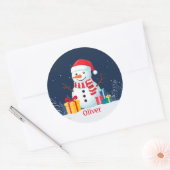 Sticker Rond Snowman Cute Personalized Christmas Holiday (Enveloppe)