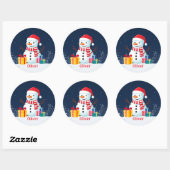 Sticker Rond Snowman Cute Personalized Christmas Holiday (Feuille)
