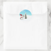Sticker Rond Snowman dans la neige (Sac)