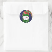 Sticker Rond Snowman Dans Un Casquette Long À Rayures (Sac)