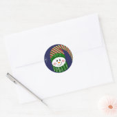 Sticker Rond Snowman Dans Un Casquette Long À Rayures (Enveloppe)