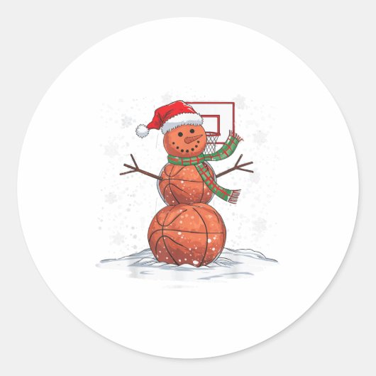 Sticker Rond Snowman de basket-ball _1 (Devant)