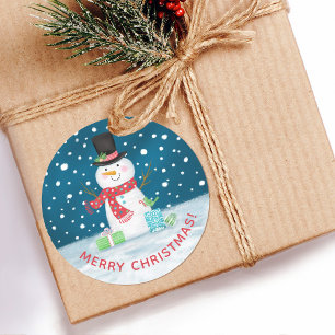 Sticker Rond Snowman de Noël