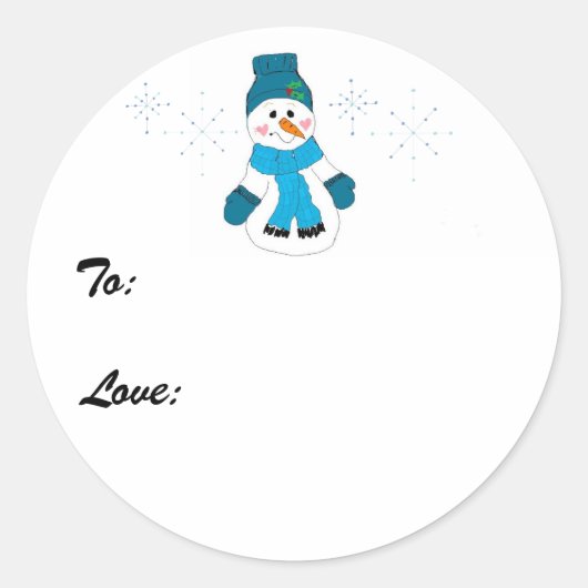 Sticker Rond Snowman en bleu (Devant)