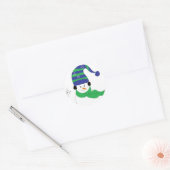 Sticker Rond Snowman en Casquette rayé (Enveloppe)