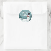 Sticker Rond Snowman et Joyeux Noël (Sac)