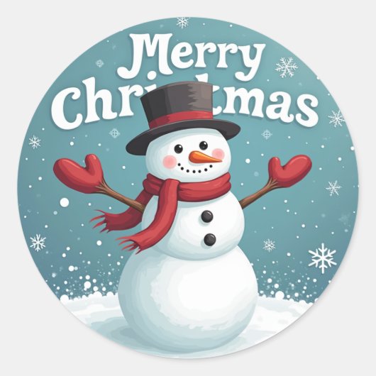 Sticker Rond Snowman et Joyeux Noël (Devant)