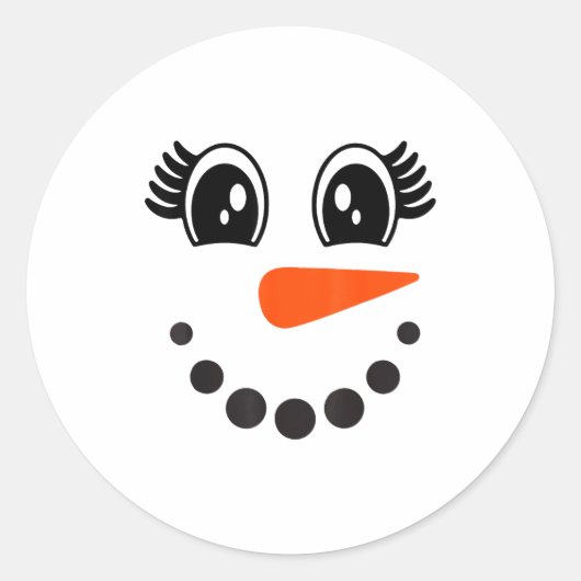 Sticker Rond Snowman Girl Face For Girls Christmas Winter  (Devant)