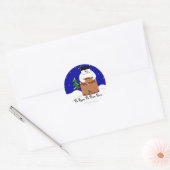 Sticker Rond Snowman Jouer Des Tambours (Enveloppe)