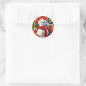 Sticker Rond Snowman joyeux (Sac)