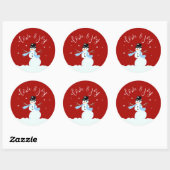 Sticker Rond Snowman Love n Joy Red Christmas Enveloppe Sceau (Feuille)