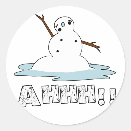 Sticker Rond Snowman Melting (Devant)